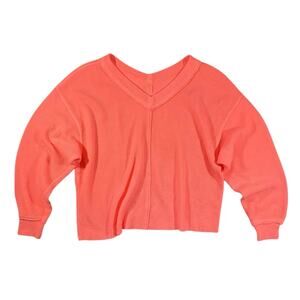 Aerie Oversized Neon Peach V-neck Sweater - S